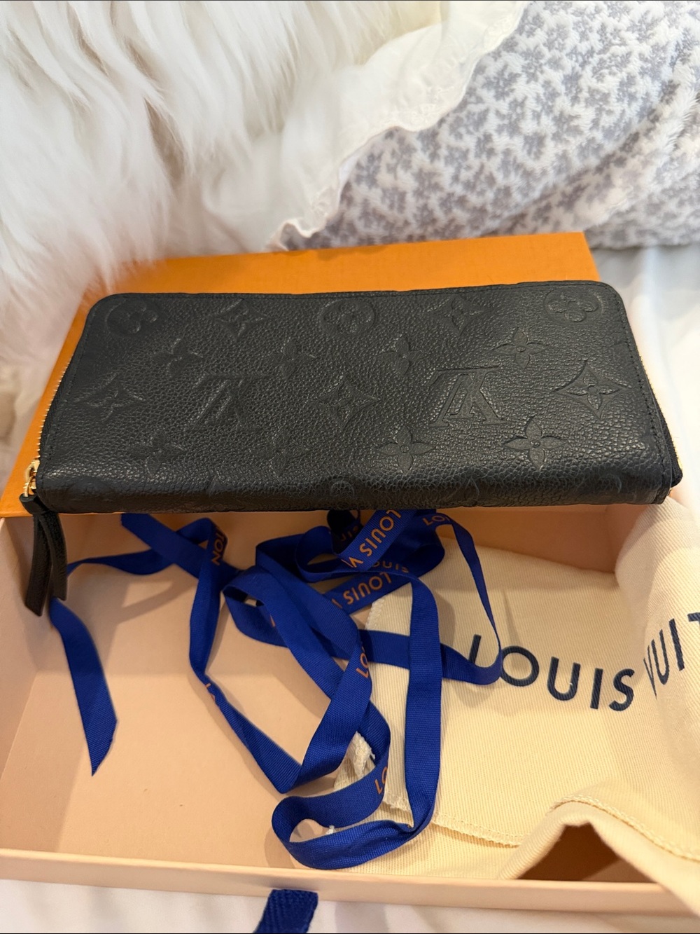 Louis Vuitton Black Monogram Empreinte Zip-Around Wallet with Gold Hardware - Picture 9 of 15
